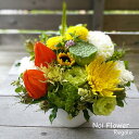 送料無料 お盆 お花 お彼岸 新盆や旧盆にも お悔やみの花 ほおずきを使ったモダンな洋花アレンジ お供え花 洋花を使った旬のおまかせ供花【生花】お供え お悔やみ...