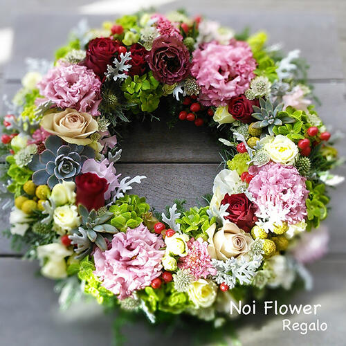 送料無料　Noiスタイル クリスマス 生花リース Noi　Flower　Regalo