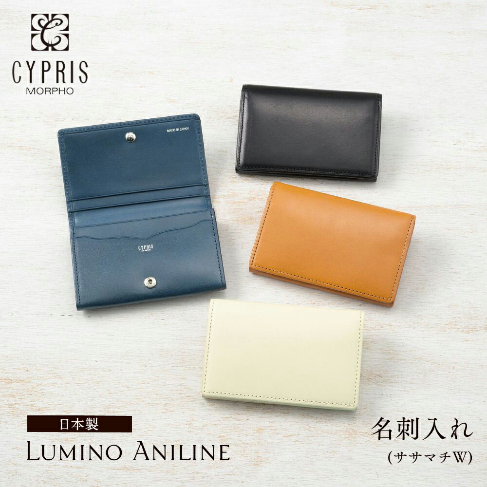 栃木レザー 名刺入れ メンズ 日本製 Wマチ カードケース CYPRIS キプリス ルミノアニリン 本革 牛革 ギ..