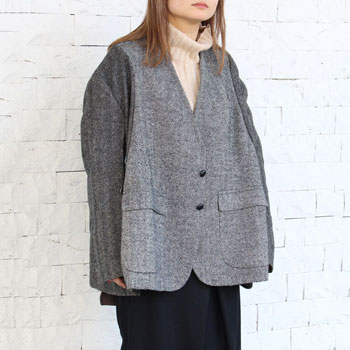 Rakuten - 【s30】ナナナナサーカ 77circa ノーカラーワイドジャケット circa make no collar wide jacket（グレー）【キャンセル返品交換不可】【let】【id】