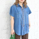 レースアップデニムウエスタンシャツ　circa make lace up denim western shirt