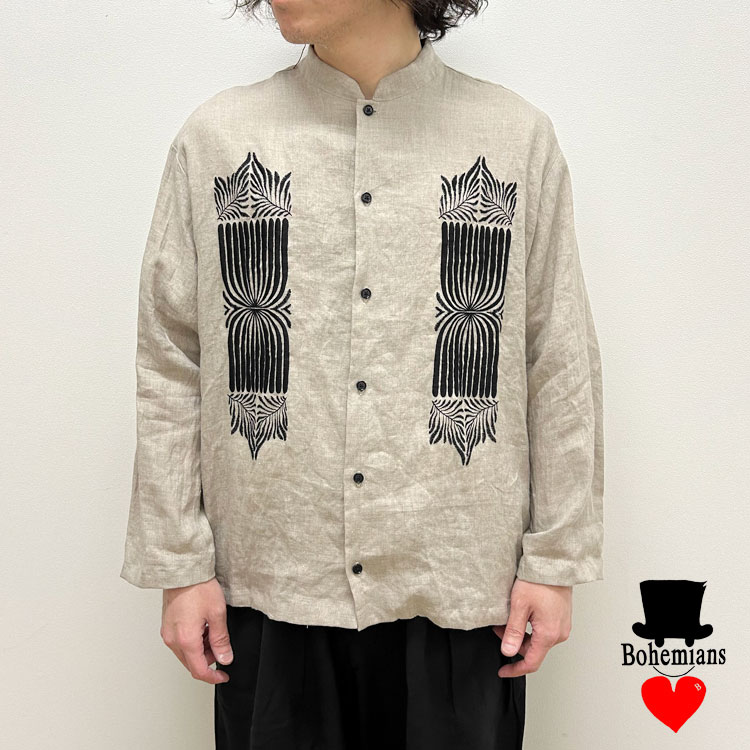 Rakuten - 【s30】Bohemians ボヘミアンズ ポルト（刺繍）チャイナカラーシャツ（長袖） BS-408-02【id】【キャンセル返品交換不可】【let】【id】
