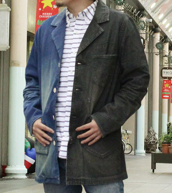 【エフィレボル/.efilevol】Black & Indigo Shop Coat　ブラックアンドインディゴショップコート【送料無料】【nx】