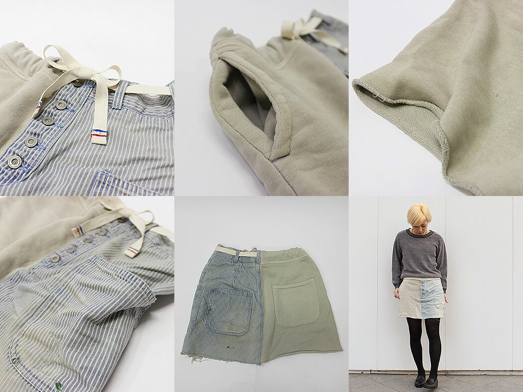 【エフィレボル/.efilevol】Marine Hickory×Sweat Skirt　マリンヒッコリー×スウェットスカート【送料無料】【あす楽対応】