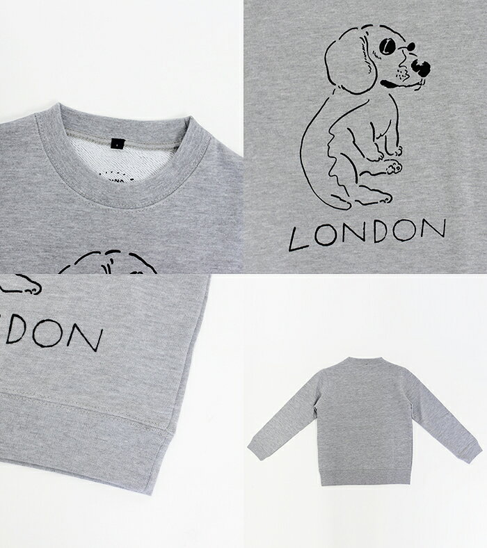 【s50】【エフィレボル/.efiLevol 】LONDON Dog Illust Kids Sweat ロンドンドッグ...