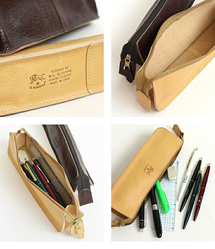 イルビゾンテ 文房具 ペンケース(マチワイド) 54_1_ 411466 IL BISONTE stationery noix-10004439 イルビゾンテ正規取扱店 ノワ サンプル画像3