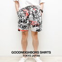 【グッドネイバーズシャツ/GOODNEIGHBORS SHIRTS】BURNING PATTERNED SHORTS（バーニングパターンショーツ）[BCS-107]【送料無料】