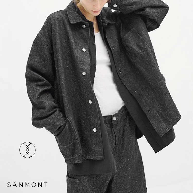 Rakuten - 【ポイント10倍】SANMONT サンモント Cotton Silk Denim Work Jacket ブラックデニム コットンシルク SWA0105【id】【p10】【c1000】【1000円OFFクーポン利用可】