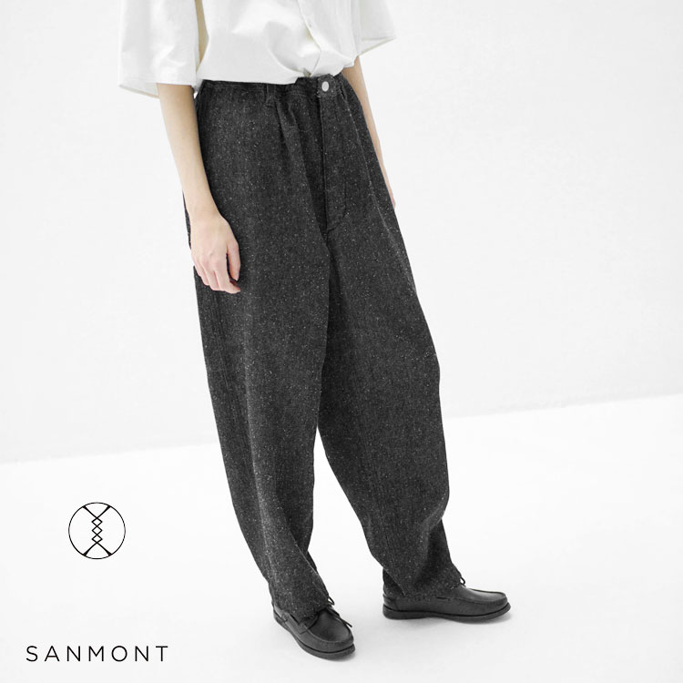 Rakuten - SANMONT サンモント Cotton Silk Denim Work Pants ブラックデニム コットンシルク SPA0103【id】