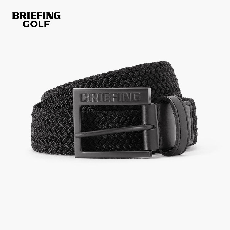 MEN’S SQUARE BUCKLE MESH BELT 品番 BRG261ME1 合わせるボトムスを選ばない、ミニマルで洗練されたベルト。 どんなスタイリングでもバランスが取れる絶妙なベルト幅です。 ベルト本体には伸縮性に優れた素材を編み上げたゴムメッシュを使用し、体の動きに合わせてウエストにフィットします。 どこにでもピンが通るのでベルトホールがなく、細やかなサイズ調節ができるのもメッシュならでは。 スクエア型バックルは、上下で太さの異なるデザイン、さりげなくあしらわれたBRIEFINGロゴが、シンプルながらも確かな個性を演出。 ゴルフシーンはもちろん、日常使いからきれいめスタイルまで、幅広く活躍する一本です。 ■カラー BLACK ■サイズ M：全長105cm 幅3cm L：全長110cm 幅3cm ■素材 本体：ポリプロピレン、天然ゴム 部分使い：牛革 ■原産国 日本