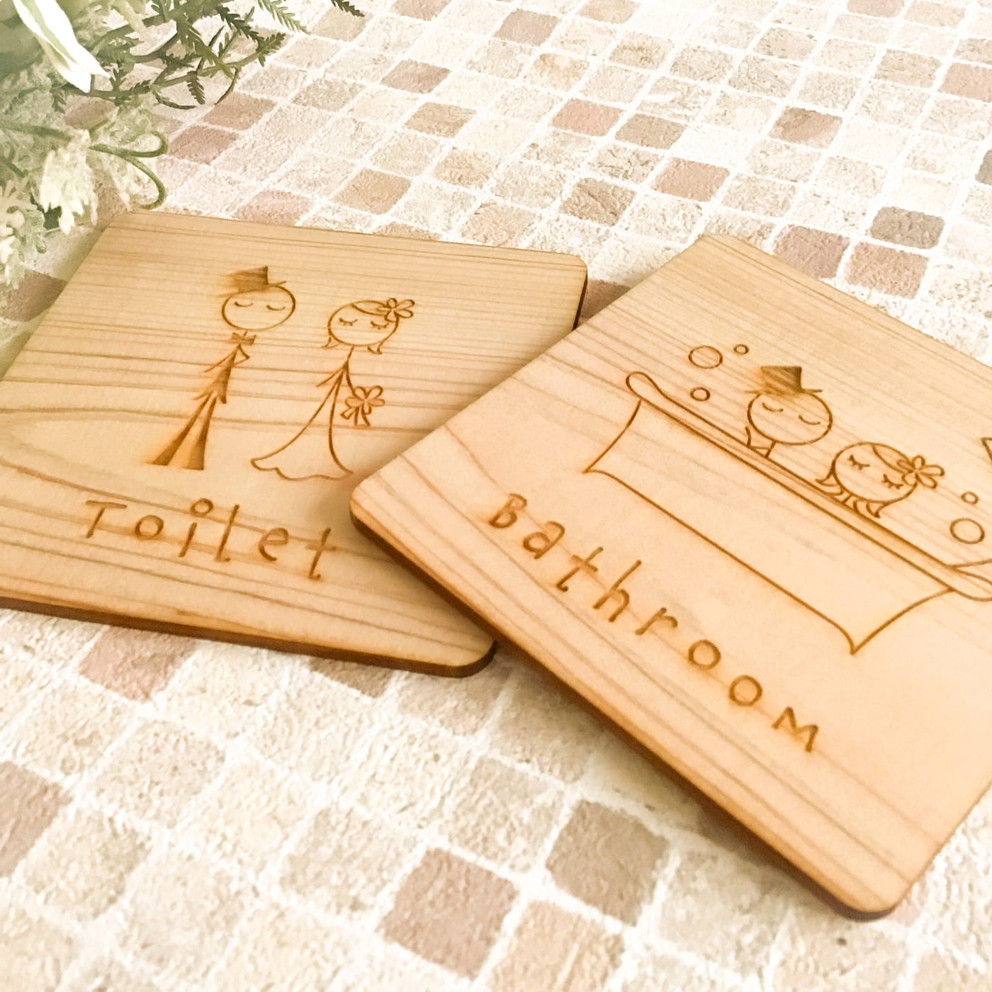トイレプレート ルームプレート JaMroom ヒノキ 木製 トイレ キッチン リビング バスルーム ベッドルーム トイレサイン 可愛い ナチュラル Toilet Men Women Restroom Gentleman Ladies Kitchen Livingroom Bathroom Bedroom nojamnolife-10000158 Atelier House JaM 楽天市場店 サンプル画像3