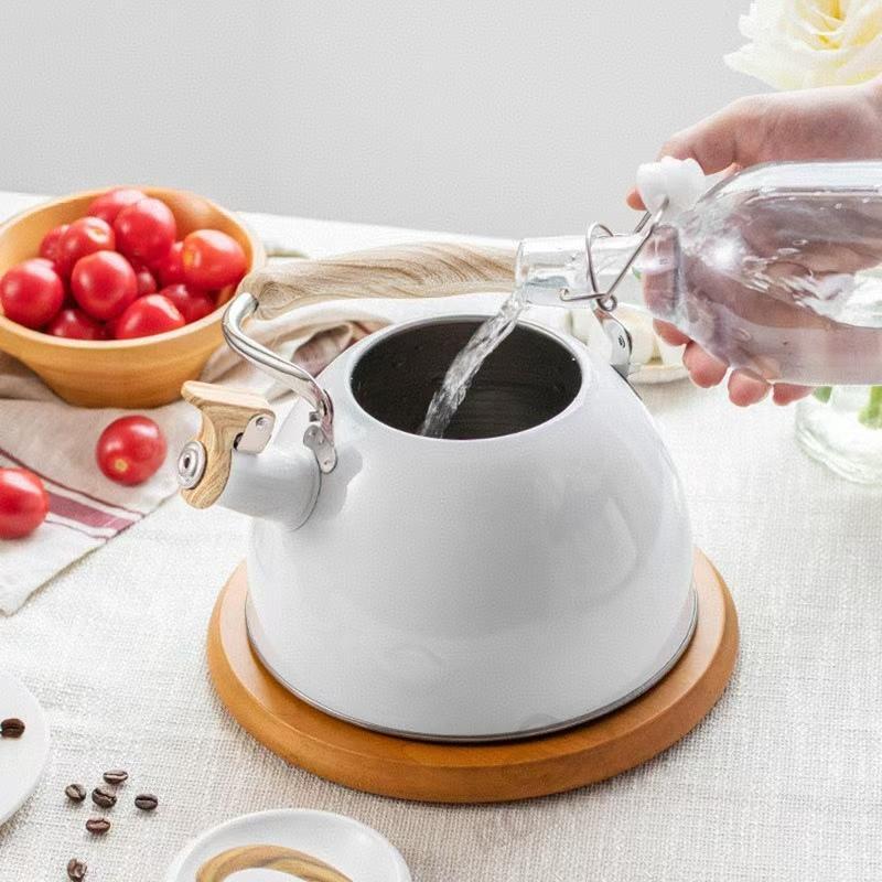 笛吹き やかん 3L 笛吹きケトル 大容量 木目ハンドル ケトル 湯沸かし ティーケトル ステンレス 簡単開..