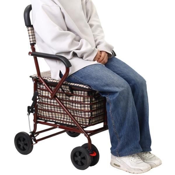 手押し車 シルバーカー 折りたたみ 手押し車 歩行補助 補助具 ブレーキ付き 収納 買い物 ショッピング..