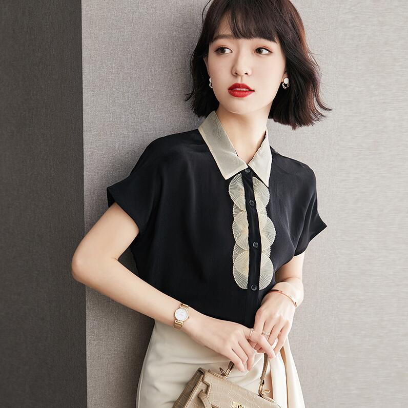 合わせやすい シンプル 夏新品 ブラック 半袖Tシャツ レディースTシャツ ゆったりシャツブラウス オフ..