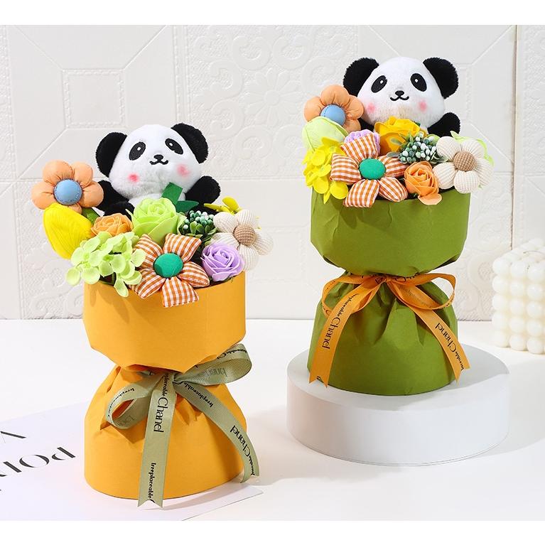 2束 永生花 ソープフラワー ギフト パンダ 枯れない花 造花 パンダ入り 花束 プレゼントバラ バレンタイン 母の日 お祝い 誕生日 結婚