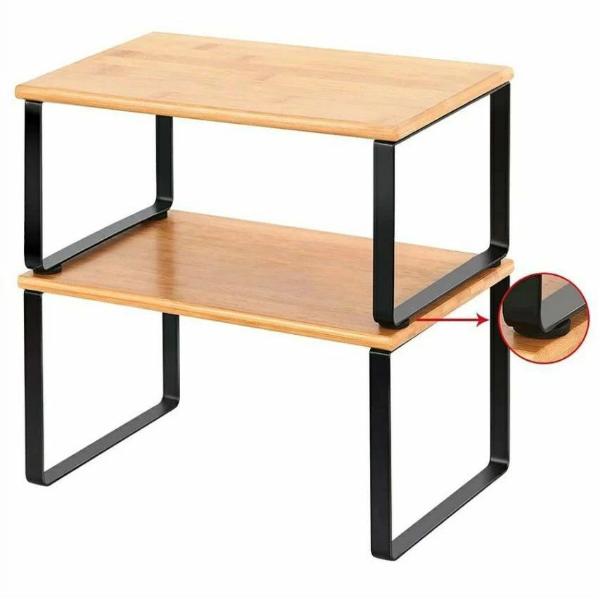 【 2個セット】キッチン調味料収納ラック 竹製スパイス収納ラック カウンターオーガナイザー 拡張可能..