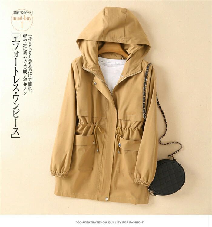 トレンチコート レディース スプリングコート レディース 春 春コート 春物 春服 コート 無地 ロングコート 長袖 フード付き ライトアウ