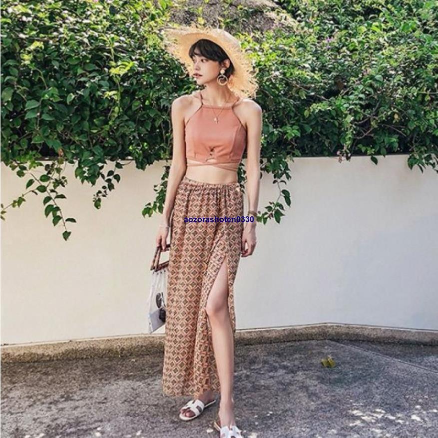 水着レディース ビキニ 小胸バンドゥ 3点セット 体型カバー ハイネック スカート パレオ風 無地 レース ショートパンツ UVカット 着痩せ