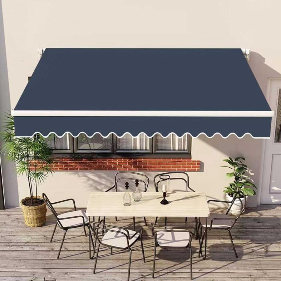 手動ひさしオーニングテント、防水およびUV 伸縮式 オーニングテント 、 壁際 2/3/4/5M アウトドアオーニング、アルミ合金 庭の日よけ格