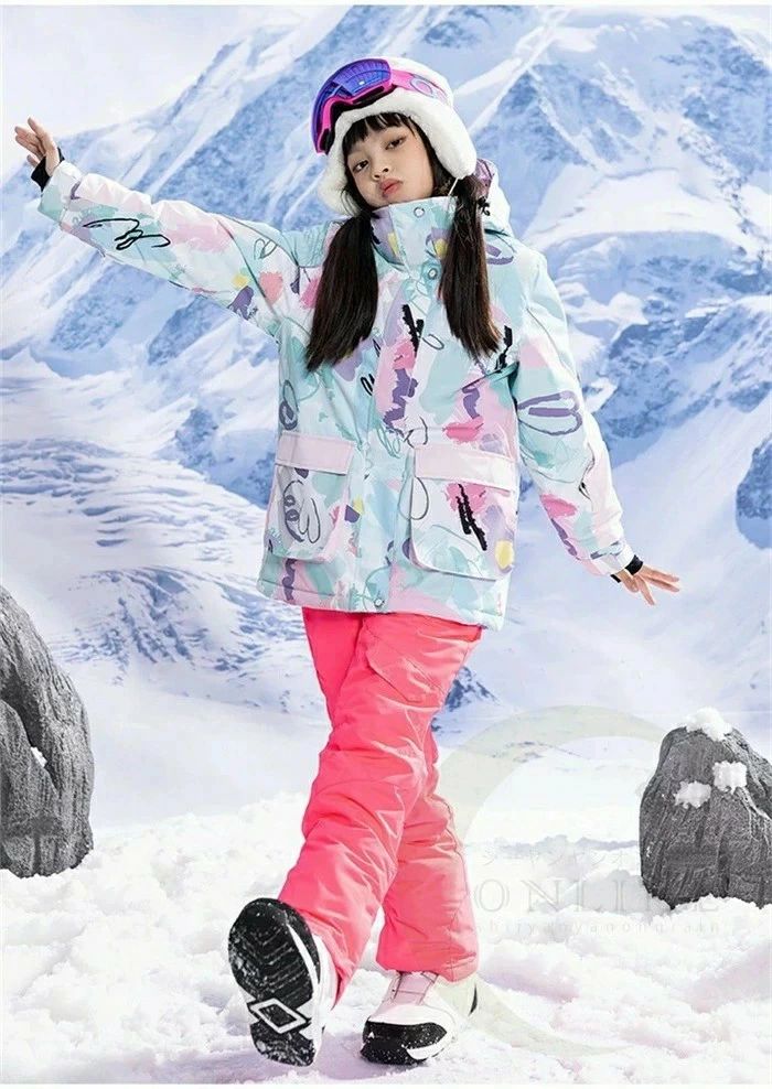 スキーウェア キッズ 超撥水 女の子 男の子 上下セット ジュニア サイズ調節可 子供 スノーボードウェ..