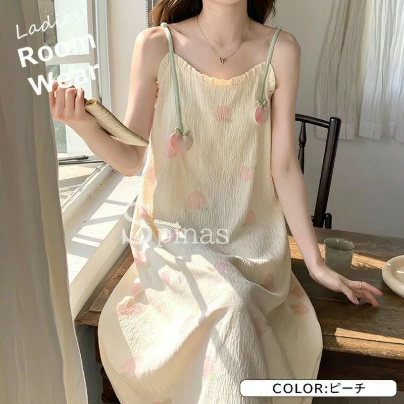 ナチュラルで優しい色味 ?5色展開 パット付き カップ付き ネグリジェ ロング丈 レディース ノースリーブ キャミワンピ 夏 ルームウェア