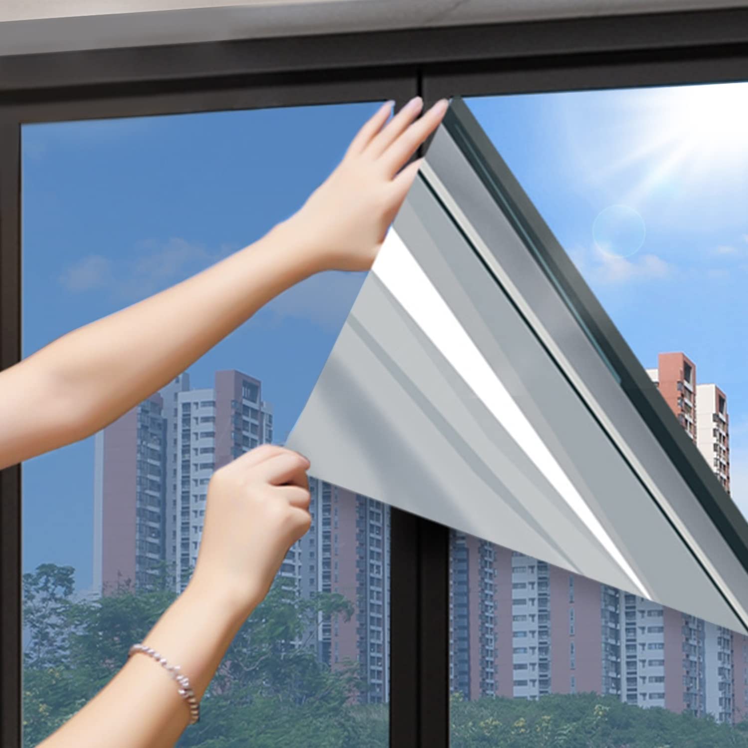 「複数サイズ選択可能」断熱シール窓用フィルム 目隠し防犯 遮光 断熱 遮熱 紫外線対策 窓ガラスミラー..