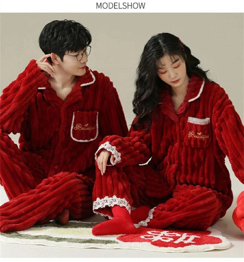 パンダ 上下着セットかわいい男女兼用キャラクターパンダ冬パジャマ男性用女性用パジャマサンゴ絨毯少女用 温ルームウェアセット 長袖