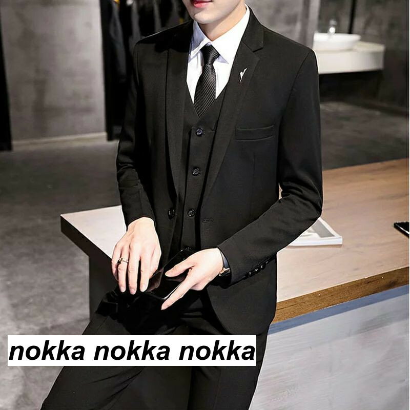 THOM WILLS スーツ メンズ スリム 上下洗える 秋冬スーツ+ベスト+ズボンストレッチ 1つボタン 程よくスリム ウォッシャブル ノータックスラックス プリーツ加工 ビジネス 結婚式 成人式 おしゃれ 秋冬春 3シーズン