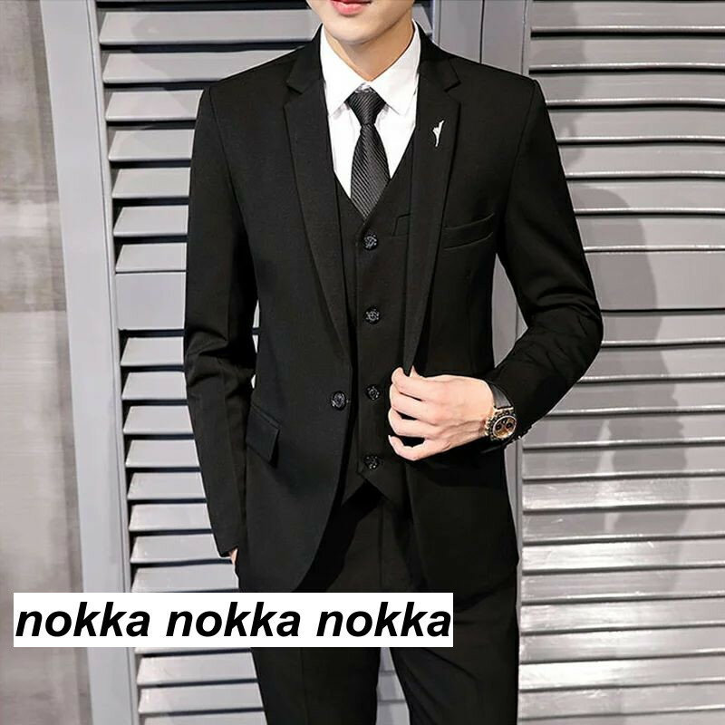 THOM WILLS スーツ メンズ スリム 上下洗える 秋冬スーツ+ベスト+ズボンストレッチ 1つボタン 程よくスリム ウォッシャブル ノータックスラックス プリーツ加工 ビジネス 結婚式 成人式 おしゃれ 秋冬春 3シーズン