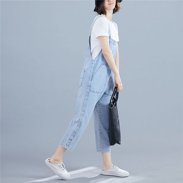 THOM WILLS サロペットデニムパンツ レディース オーバーオール クロップドパンツ サルエルパンツ きれいめ 体型カバー ゆったり 春夏 バレンタイン プレゼント