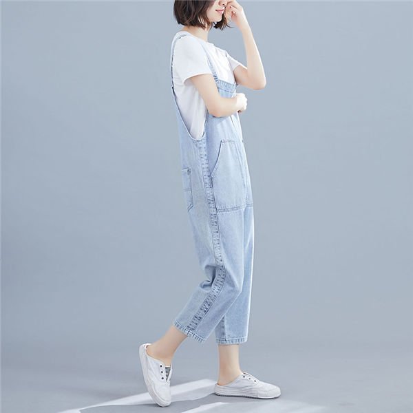 THOM WILLS サロペットデニムパンツ レディース オーバーオール クロップドパンツ サルエルパンツ きれいめ 体型カバー ゆったり 春夏 バレンタイン プレゼント