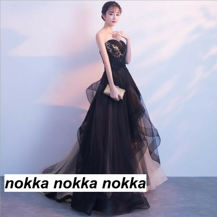 【楽天スーパーSALE限定半額OFF!】カラードレス ウェディングドレス ロングドレス 演奏会発表会 コンサート舞台 ピアノ大人 高級黒 ステージ衣装 パーティードレス レディース 二次会トレーン バレンタイン プレゼント