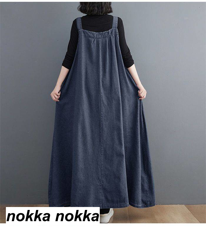 【楽天スーパーSALE限定半額OFF!】ジャンパースカート レディース デニム ワンピース サロペットスカート キャミワンピース 重ね着 ゆったり ワンピ ロングワンピース オールインワン ジャンパー サロペット スカート マキシ丈 オーバーサイズ