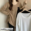 長袖 tシャツ レディース ロンT カットソー ロンティー 重ね着 長袖tシャツ Vネック 無地 ゆったり ドロップショルダー オーバーサイズ お洒落 シンプル トップス プルオーバー 秋新作 ホワイトデー