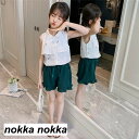 子供服 セットアップ キッズ 女の子 ノースリーブ 春夏 2点セット 上下セット Tシャツ 薄手 ショートパンツ おしゃれ カジュアル 涼しい 可愛い ジャージ...