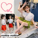 子供服 セットアップ キッズ 女の子 半袖 2点セット 上下セット Tシャツ 薄手 ショートパンツ おしゃれ カジュアル 涼しい 可愛い ジャージ 新品 ホワイ...