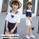 子供服 セットアップ キッズ 女の子 半袖 2点セット 上下セット Tシャツ 薄手 ショートパンツ おしゃれ カジュアル 涼しい 可愛い ジャージ 新品 ホワイ...