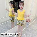 子供服 セットアップ キッズ 女の子 ノースリーブ 春夏 2点セット 上下セット Tシャツ 薄手 ショートパンツ おしゃれ カジュアル 涼しい 可愛い ジャージ...