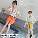 子供服 セットアップ キッズ 女の子 半袖 春夏 2点セット 上下セット Tシャツ 綿 肩出し ショートパンツ ジャージ キッズ おしゃれ 可愛い カジュアル ...