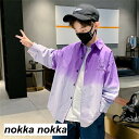 シャツ キッズ 子供服 トップス 長袖シャツ ストライプ シンプル 上着 羽織り 男の子 ウエスタンシャツ ダンス衣装 キッズジャケット Gジャン 韓国子ども服スプライシング パープル グリーン 春 秋 こどもの日 ホワイトデー