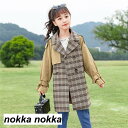 THOM WILLS トレンチコート 子供服 子供コート 女の子 春秋 格子スプリングコート キッズコート キッズトレンチコート ボリュームトレンチコート ロング丈 長袖 子ども服 男の子 カジュアル 春服 秋服 チョック柄柄 シンプル こどもの日