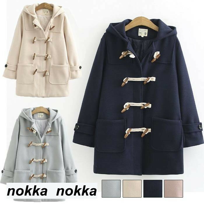 THOM WILLS ダッフルコート レディース アウター 学生 女子 高校生 フードコート ロング丈 通学 カジュアル 無地 アウター スクール コート 秋冬服 コート ネイビー ベージュ ピンク グリーン S M L