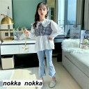 子供服 セットアップ キッズ 女の子 長袖 春秋 上下セット トップス パーカー ロングパンツ 子供ジャージ スポーツウェア デニム おしゃれ 可愛い カジュア...