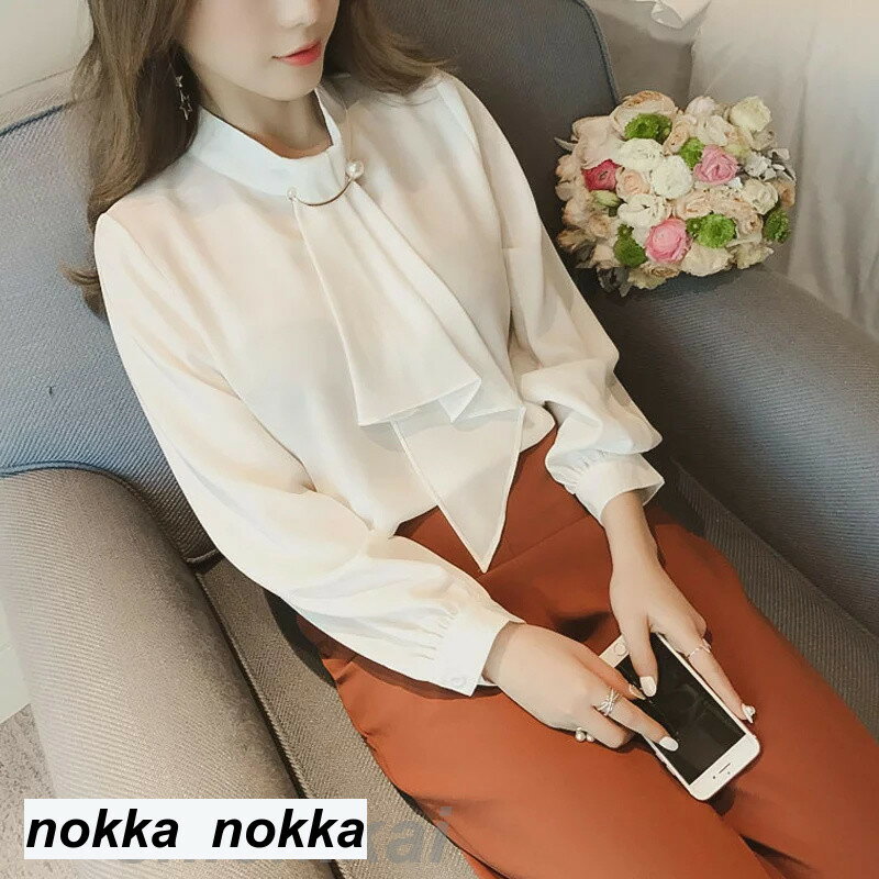 【P20倍！】ブラウス レディース 春秋 おしゃれ 無地 シフォン ブラウス 長袖 きれいめ 韓国風 ブラウス トップス 通勤 着痩せ 大人 新作 4色