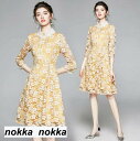 THOM WILLS パーティードレス ミモレ丈 花柄刺繍 ワンピース 袖あり 結婚式 ワンピース パーティードレス 膝丈 ミモレ丈 大きいサイズXXL 入園式 二次会 謝恩会 同窓会 服装 発表会 大人 フォーマル 20代 30代 40代(4)