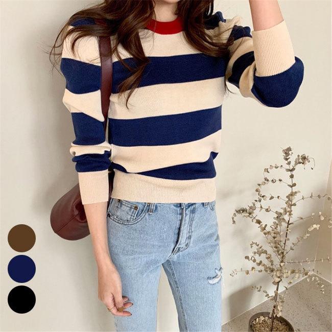 【2/11~23限定★P20倍】ニットセーター レディース ボーダー柄 セーター スリムセーター ニット きめ細かい ボーダー柄セーター レトロ ニットセーター ラウンドネック プレゼント