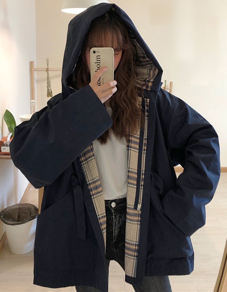 楽天アパレル専門店Nokka【P20倍！】マウンテンパーカー レディース 春 秋 アウター チェック柄 ジップアップパーカー フード付き ジャケット ブルゾン 韓国 ファッション オーバーサイズ ビッグシルエット ゆったり 秋冬 大人可愛い カジュアル バレンタイン 2