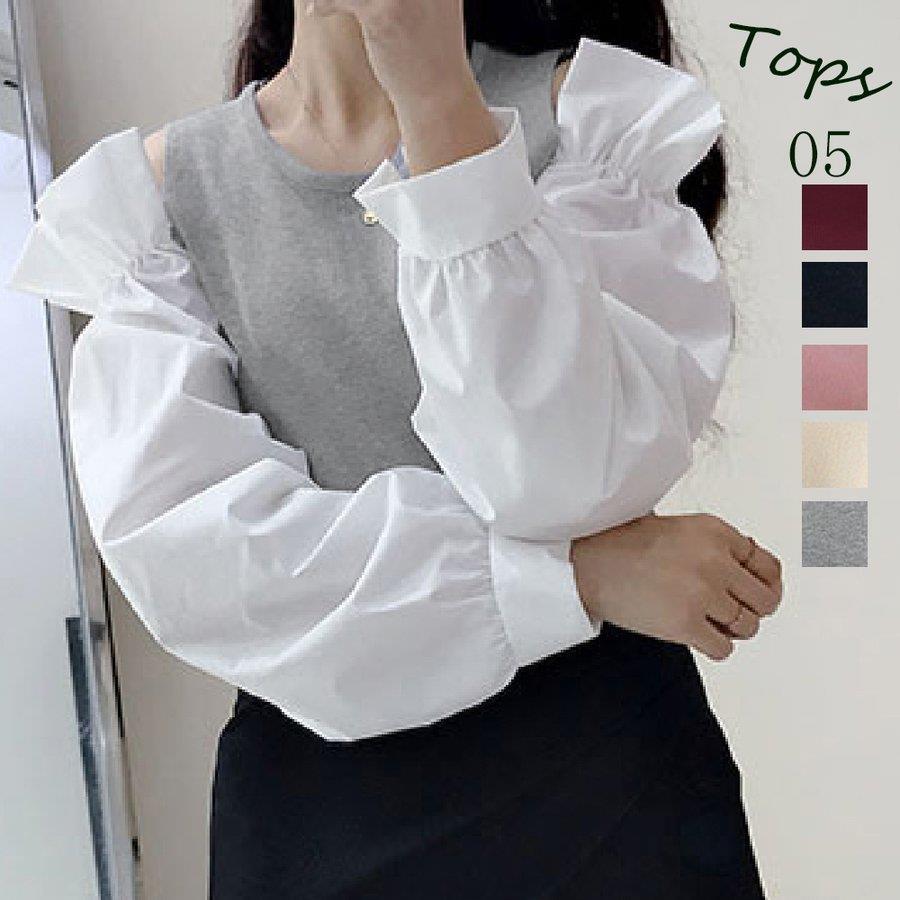 【P20倍！】THOM WILLS ニット 肩出し フリル セーター パフスリーブ カットソー セクシー ボリューム袖 きれいめ トップス ギャザー バレンタイン プレゼント