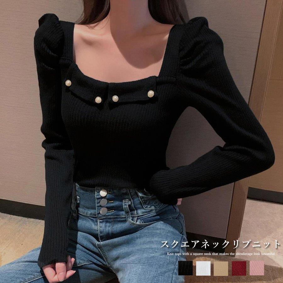 【P20倍！】THOM WILLS ニットトップス きれいめ パフスリーブ バレンタイン プレゼント