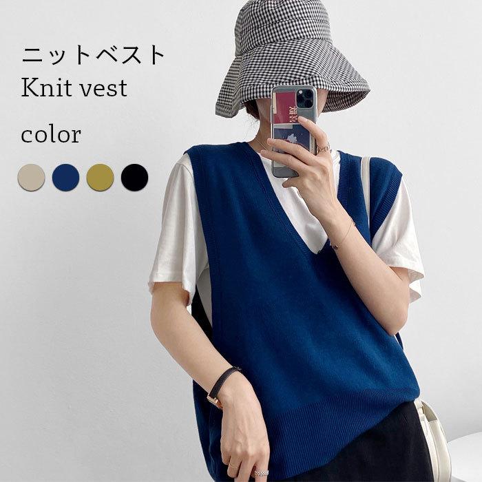 THOM WILLS ニットベスト レディース ベスト リブニット ニットトップス 無地ニット Vネック ゆったり ゆるニット トップス プルオーバー お洒落 バレンタイン プレゼント